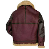 Blouson aviateur B6 en cuir de mouton véritable marron et noir vieilli pour homme